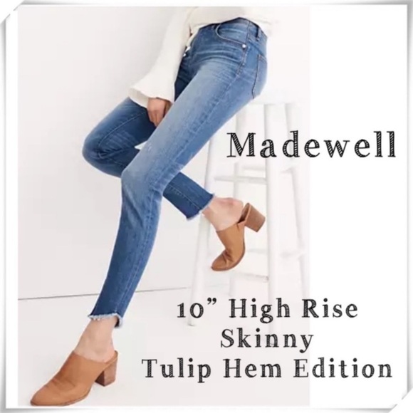 Madewell 10” High Rise Skinny Jeans Tulip Hem Edition - Picture 1 of 9